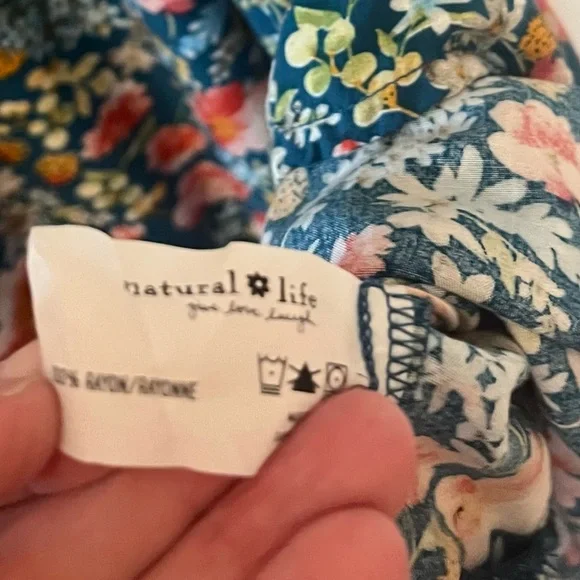 Natural Life Boho Floral Maxi Dress  XL teal Cottagecore Festival Romantic - Picture 6 of 7